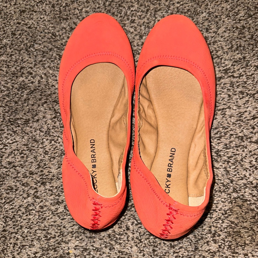 Lucky Brand Women's Bright Orange/Coral Emmie Ballet Flats